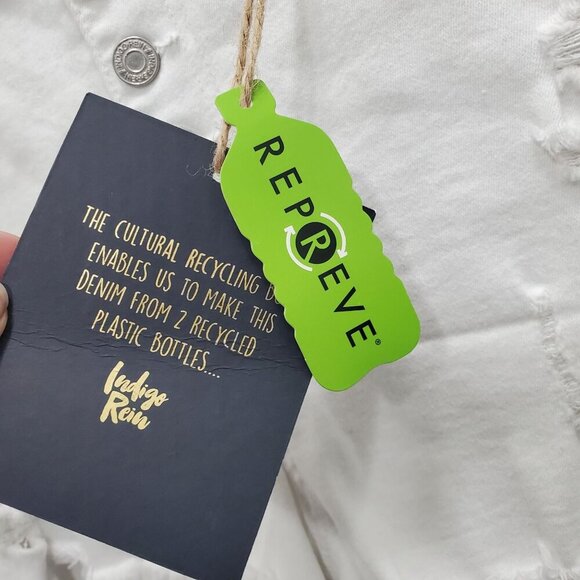 Indigo Rein Woman's White Super High Rise Frayed Button Fly Short NWT Plus 32/17 - Picture 5 of 9